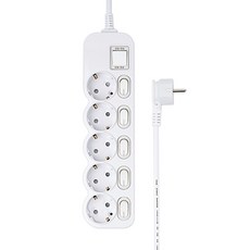에코파워탭 국내 제조 슬림 개별 과부하차단 스위치 납작멀티탭 5구 CSG-404C, 40cm, 화이트, 1개