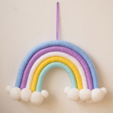 HEAVENSENSE Rainbow 彩虹 Macrame 兒童房牆壁裝飾, 雲朵藍