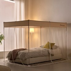 ALTTEURI 拉鍊式方形蚊帳 + 不鏽鋼桿套組, 夏日沙灘