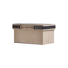 Ttuzumarket金色線條鈕扣皮革收納多功能皮革籃子 320*200*165mm, 貴族咖啡, 1個