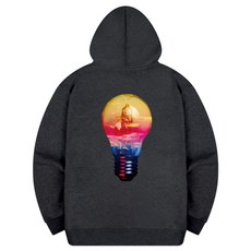 DIMONGS 天空燈泡 男款大尺碼寬鬆版特織雙面棉連帽拉鍊外套 MHA_0012