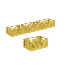 Verygoods 折疊收納箱, 黃色, 4個