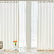 VIEW HOUSE 芙蘿拉雪紡紗窗簾 2p 組, 香草米色