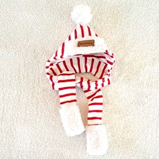 RARE MINX 寵物條紋連帽圍巾, 1個, 紅色