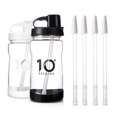 10℃吸管桶1L 2p+吸管4p套裝, 白色(水瓶), 黑色(水瓶)