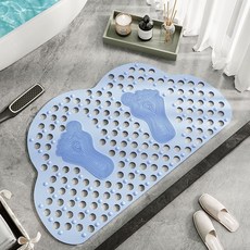 Hanbomnuri 雲朵浴室洗腳防滑墊 64 x 36 cm, 藍色, 1個