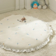 lolbaby 兒童馬卡龍涼感圓形地毯, 1個, 香草企鵝