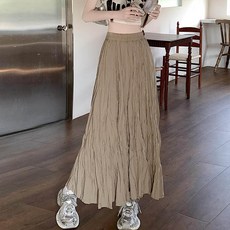 앤드스타일 여성용 오르플리츠 밴딩 롱 스커트 262370