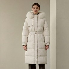 ab.plus 女款連帽毛領附腰帶長版鋪棉外套 LSA1MU46
