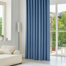 VIEW HOUSE 智慧定型四季遮光穿環式窗簾套組, 藍色