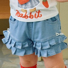 Firstblue 女童荷葉邊牛仔短褲