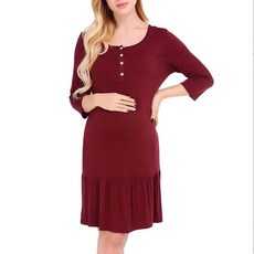 에어 드레스 캐주얼 라운드넥 버튼 수유원피스