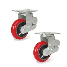 MASTER.S 專用腳輪減震聚氨酯3紅色扁平旋轉S 20.32cm DS 4580 PUI-S, 2個
