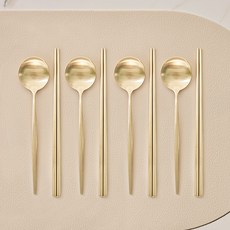 DALPAENGI LIVING Cuisine De Maman經典4人餐具組, 勺子 4p + 筷子 4p, 金子