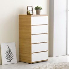 가이온 마린 서랍장 방문설치, 아카시아화이트, 5단