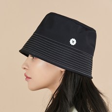 바잘 화이트 스티치 폴리 드롭 버킷햇