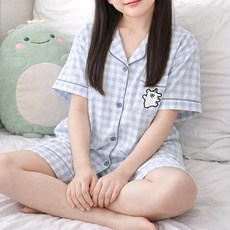 헤이주니 고학년 클레버 반팔 실내복 상하 세트
