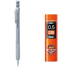 Pentel 飛龍文具 Graph Gear 500 自動鉛筆 PG515 + Ain STEIN 2B 自動鉛筆芯 套組, 0.5mm, 1個