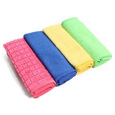 多用途超細纖維抹布4件組, 1套, 混色