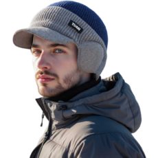 D-stiff 冬季防寒運動耳罩毛帽, 海軍藍, 1個