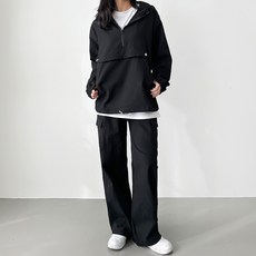 jalbba jean 女款都會防風工裝寬褲上下套裝