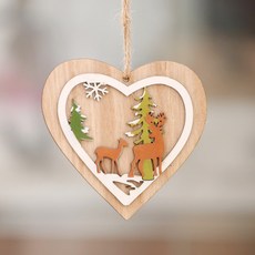 麋鹿圖案愛心造型吊飾, 混合顏色