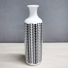 북유럽 트라이앵글 패턴 세라믹 화병, 화이트