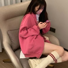 PEONIST 休閒日常寬鬆連帽拉鍊外套