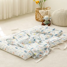 MerryTwoTwo 幼童夏季人造絲網眼布薄墊+薄被+枕頭組, 白色