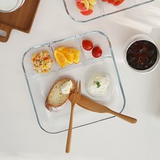 J Table 4格耐熱玻璃分裝盤 M 基本款, 透明度, 1個