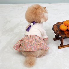 AMYLOVESPET 寵物舒適生活韓服, 花朵粉色連身裙