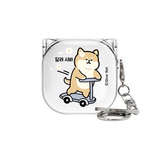 TRYCOZY 可愛爆棚 柴犬的一天 Galaxy Buds Live/Buds Pro/Buds2/Buds2 Pro 相容透明保護殼, 奔跑柴犬