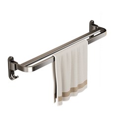 小麥購物 免打孔浴室雙桿毛巾置物架 L130, 槍灰色, 1個