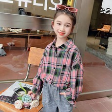 Starbean 女童基本款格紋長袖襯衫