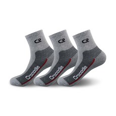 Crocodile 鱷魚 男用全面加壓緩衝短筒襪3雙組 CD4SK1014, 灰色, 1套
