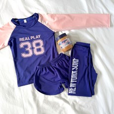 KKOKKOMASHOE 兒童字母印花防磨衣 長袖 長褲 短褲 套裝 KD32004