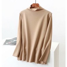 스타 세미 하이 칼라 임부 긴팔 목티셔츠