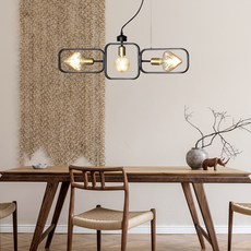 Wonha 室內吊燈 3 燈檯燈 17835-3B, 黑色