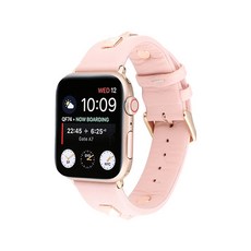 4YOU 애플워치 리벳 가죽 스트랩 38 / 40 / 41mm, 핑크