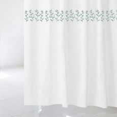 北歐風格浴簾+不鏽鋼掛鉤 12入+窗簾桿 白色, 混色, 1套