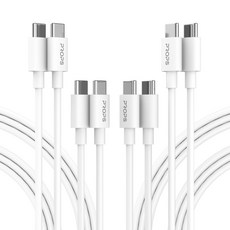 PROPS Type-C轉Type-C 60W CtoC PD 充電線, 4個, 白色, 2m