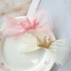 우주아이 여아용 티아라리본 집게핀 2종 세트