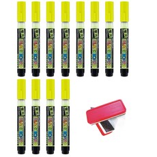 munhwa 黑板筆 12入+白板擦 2入, 黃色（黑板筆）, 1套