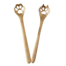 貓咪專用濕食壓泥湯匙2件組, 金色, 1套