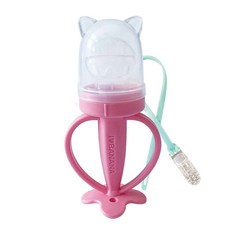 ange 貓咪造型咬咬樂輔食器, 粉色, 1入