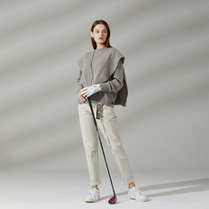 女款雙層刺繡Logo基本款長袖針織衣 HF-TT1302GY01