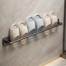 efactory Judy N 免打孔鋁製室內拖鞋浴室拖鞋毛巾架 70cm, 灰色, 1個