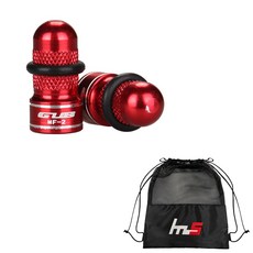 GUB Naya Style 自行車氣門罩蓋 2p + 獨家袋套組 CYYP-73-1PU, 紅色（蓋帽）, 1套