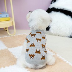 PASTEL PET 寵物熊熊針織背心, 1個, 灰色