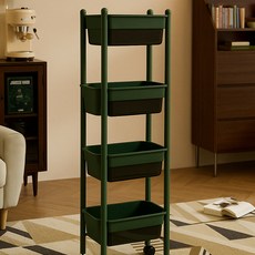 서랍 수납 다용도 바퀴 트롤리 바구니 BRP183, 그린, 4단